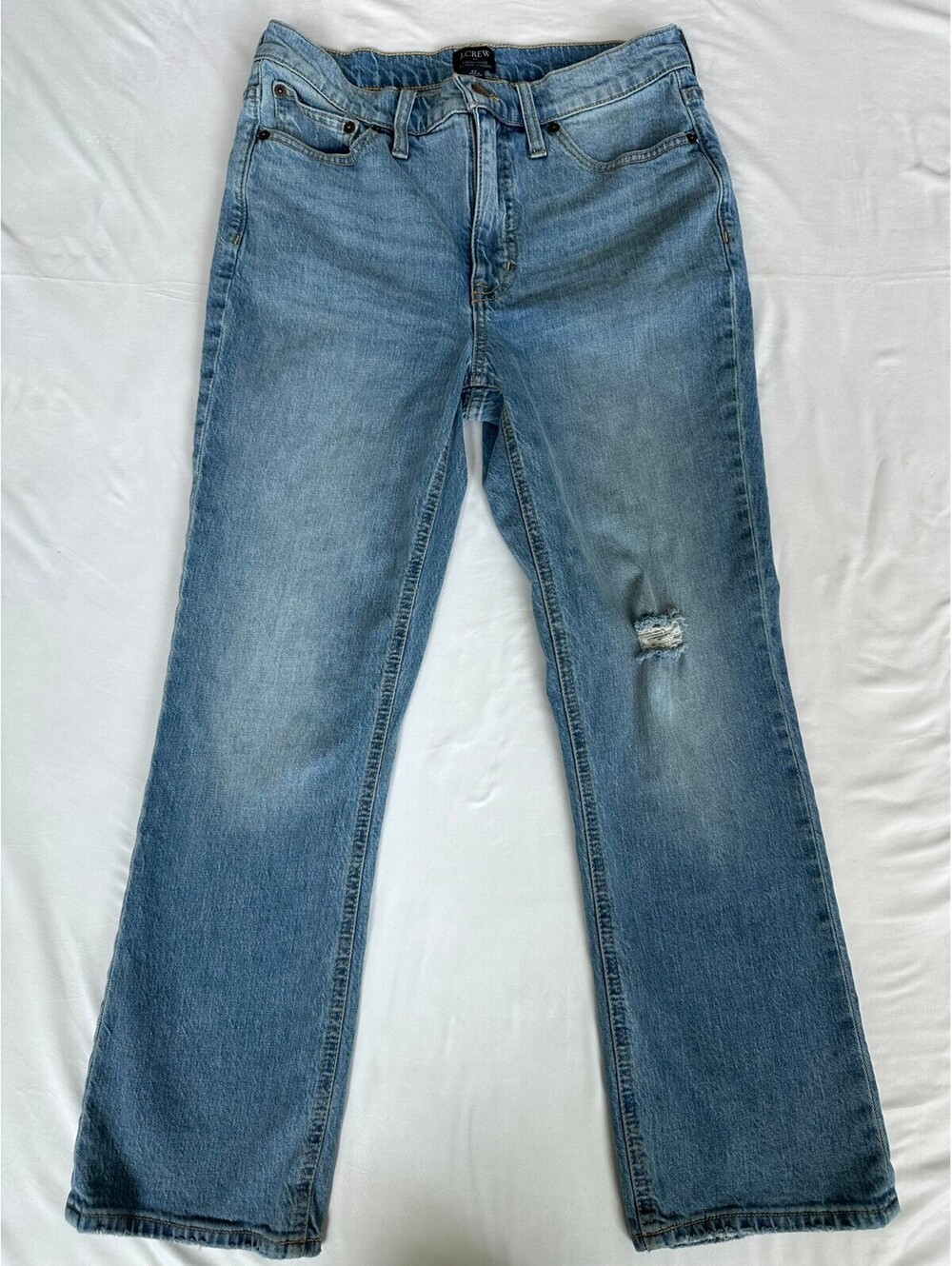 J.Crew Factory 27 High-Rise Flare Crop Light Wash Stretch Jeans